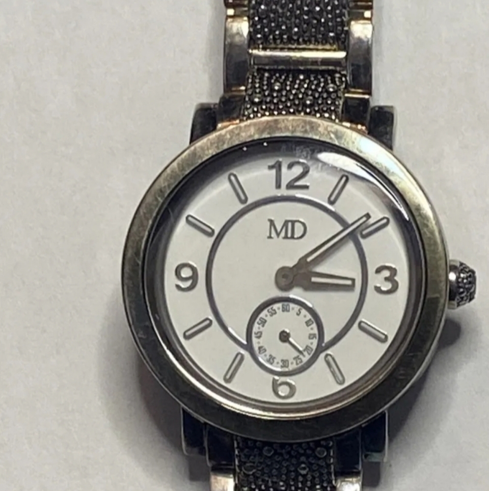 Michael Dawkins Watch "Starry Night" Black Spinel Gem Crown Stainless NEW QVC